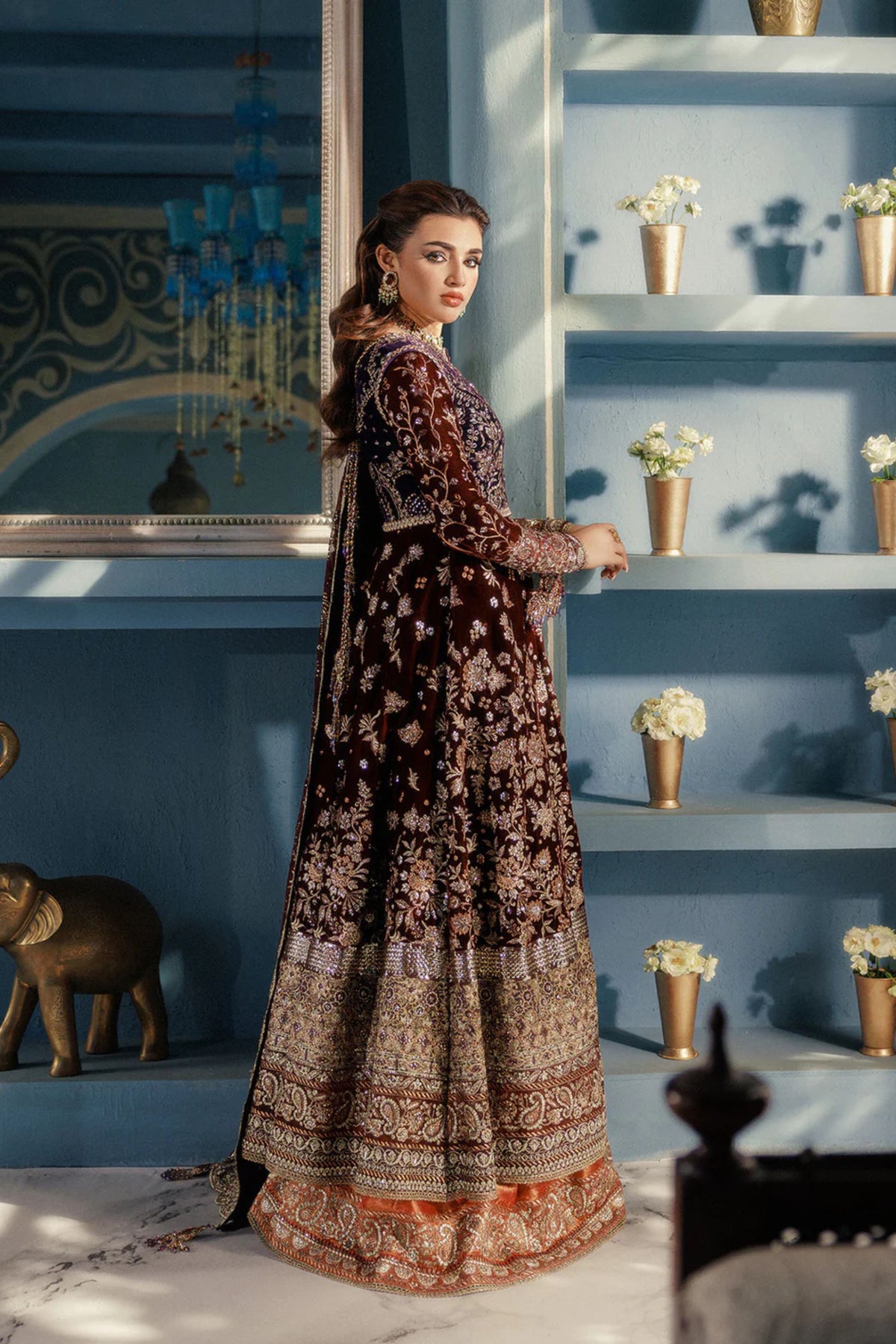 Luxury Pakistani bridal dress with heavy hand embroidery