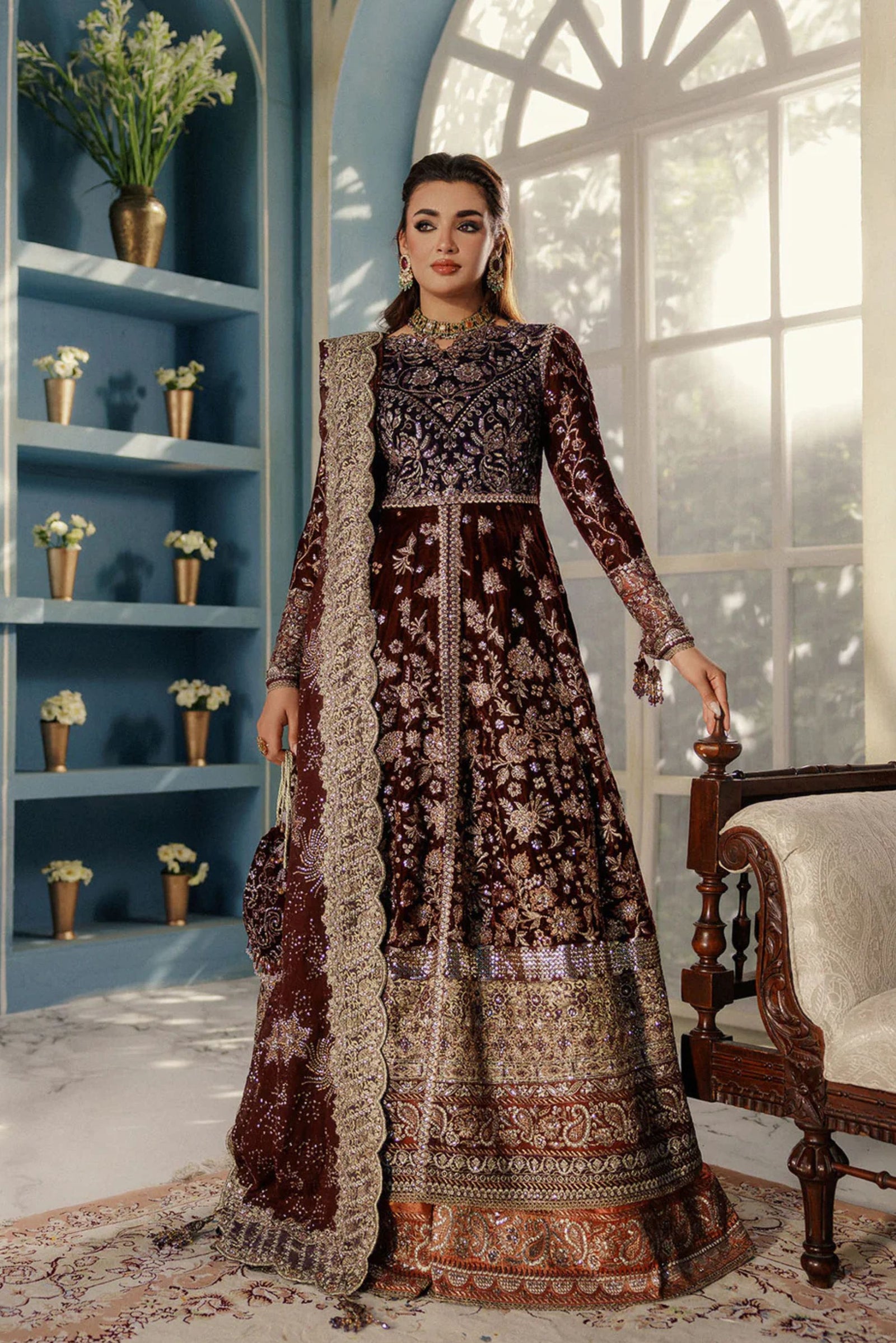 Luxury Pakistani bridal dress with heavy hand embroidery