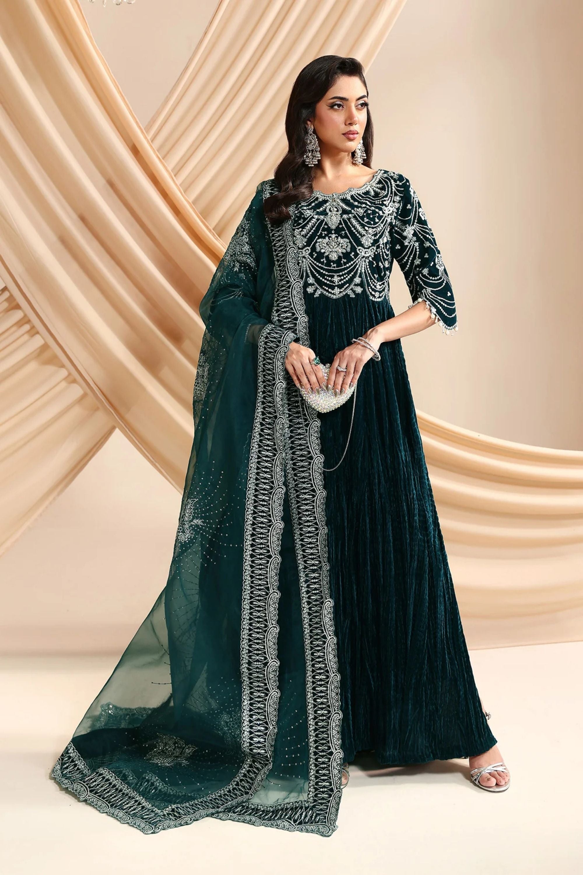 Embroidered Anarkali Suit for Wedding Guests in UK