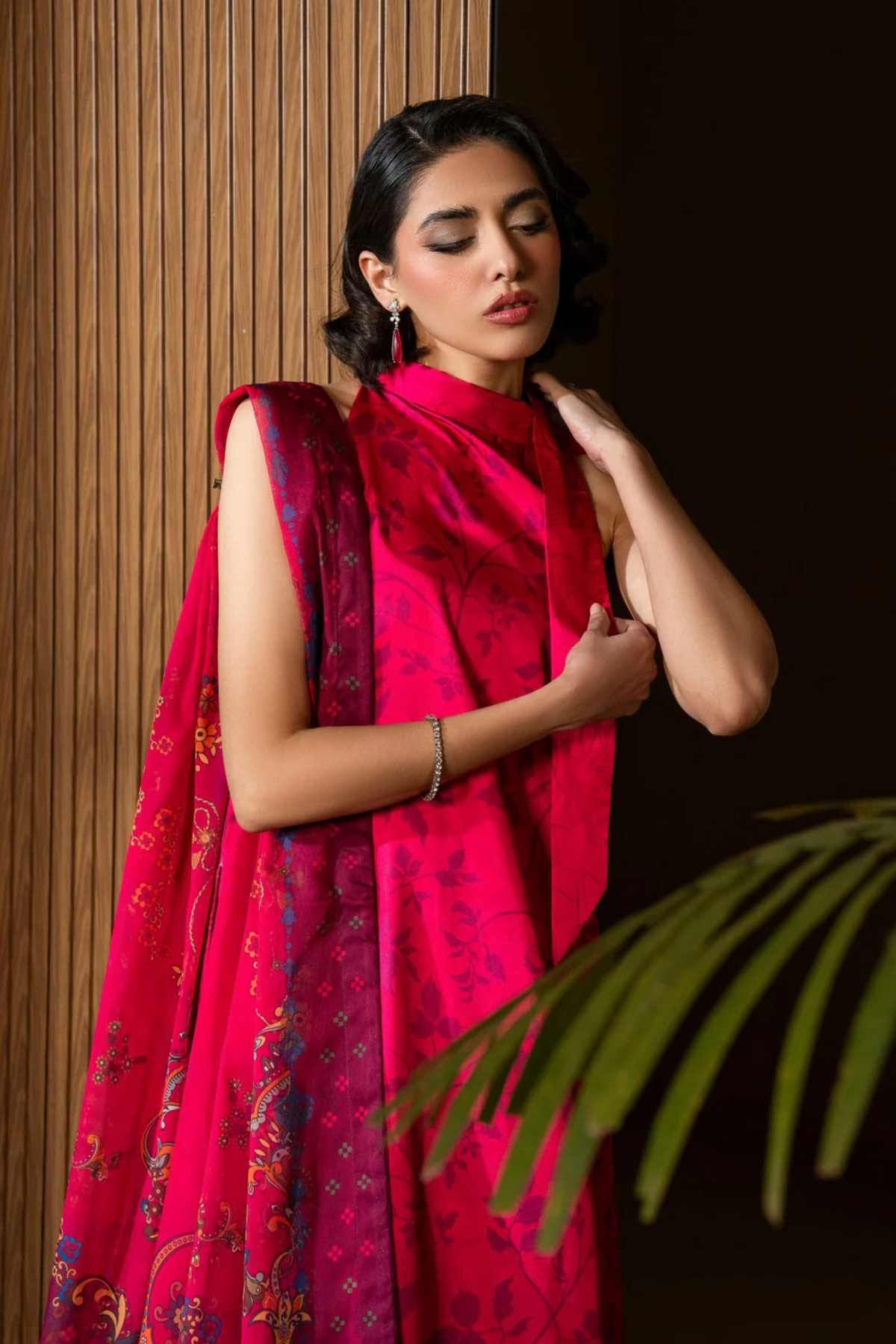 Fusia Pink Silk Suit
