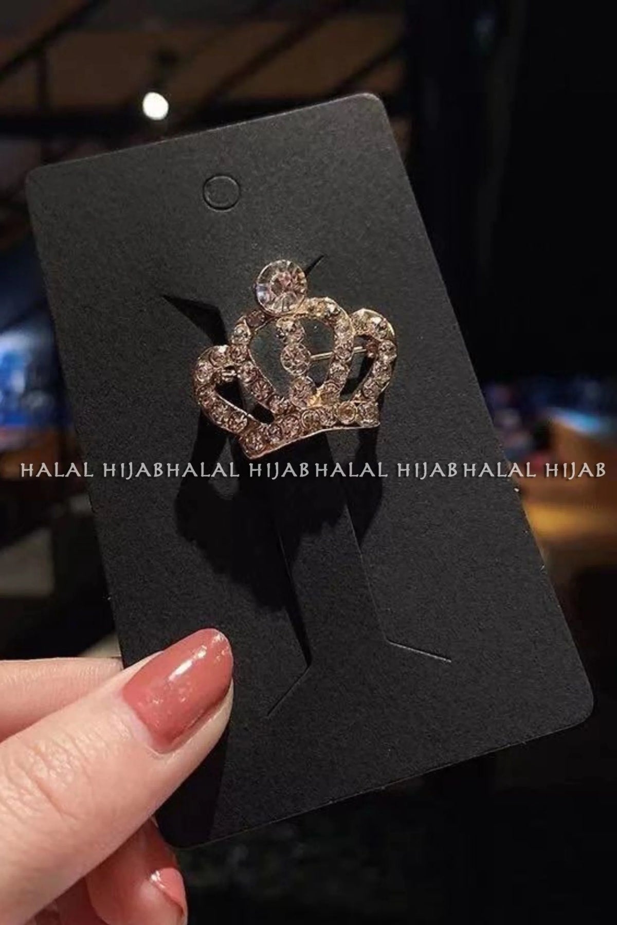 Golden Crown Design Hijab Brooch