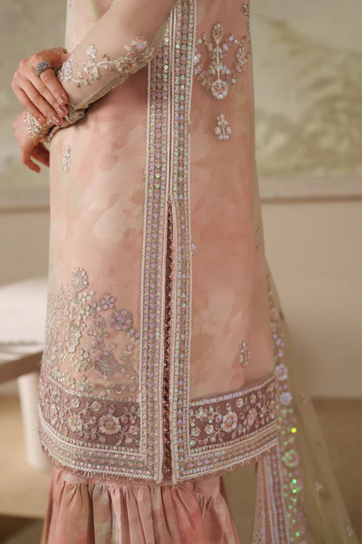 Pink Beautiful Net Party Gharara