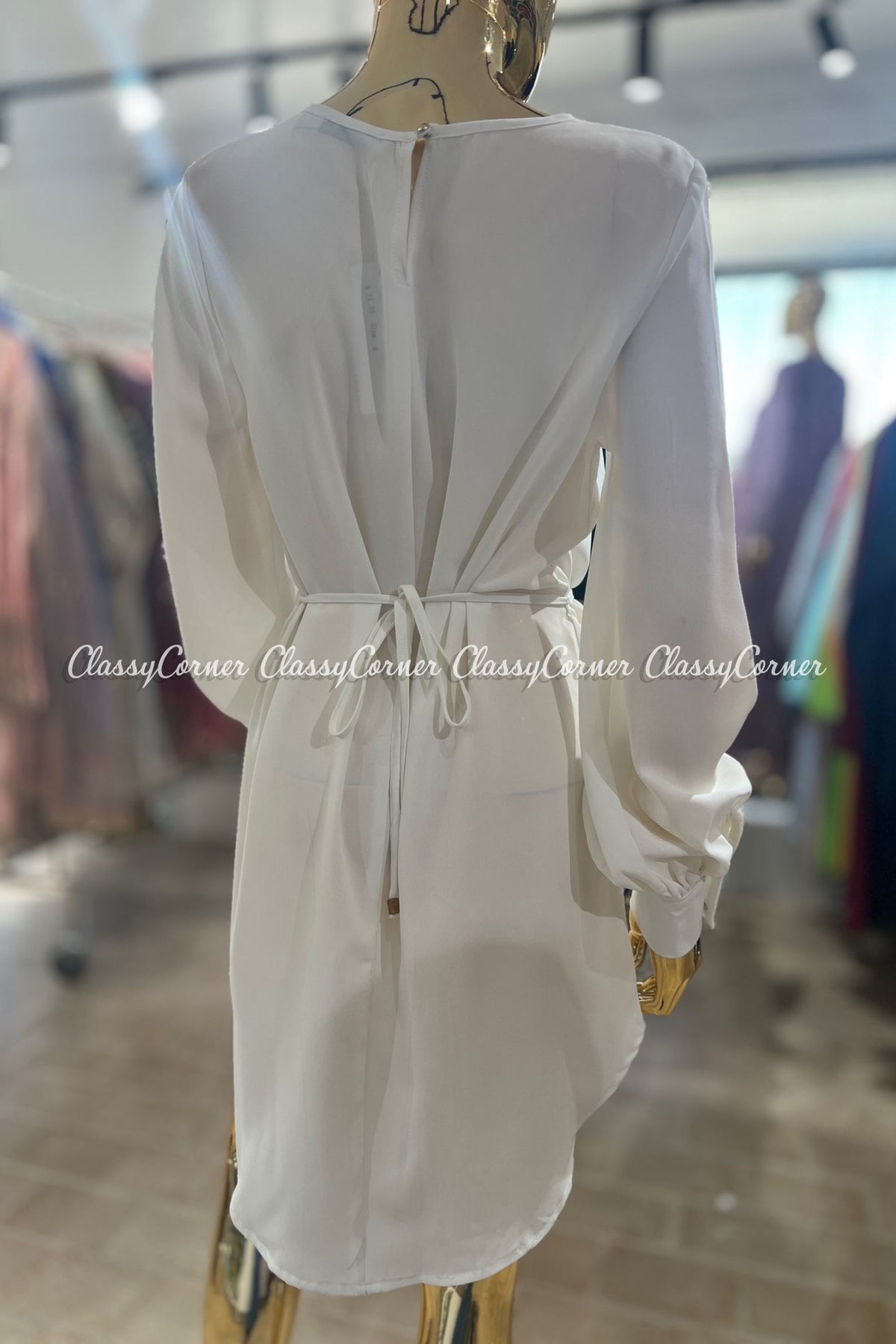 White Full Sleeves Office Wear Top