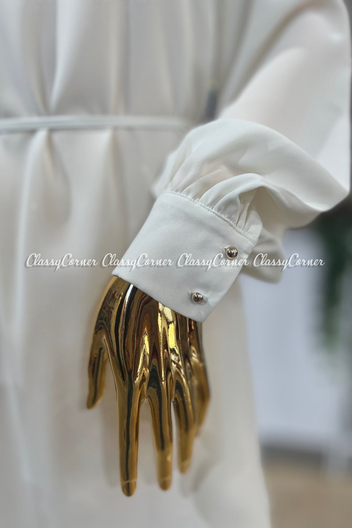 White Full Sleeves Office Wear Top