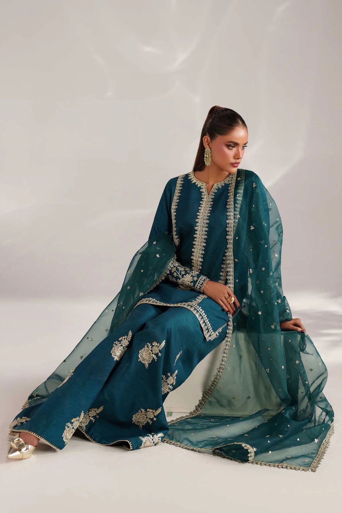 Hand-embroidered readymade outfit – formal wear for women