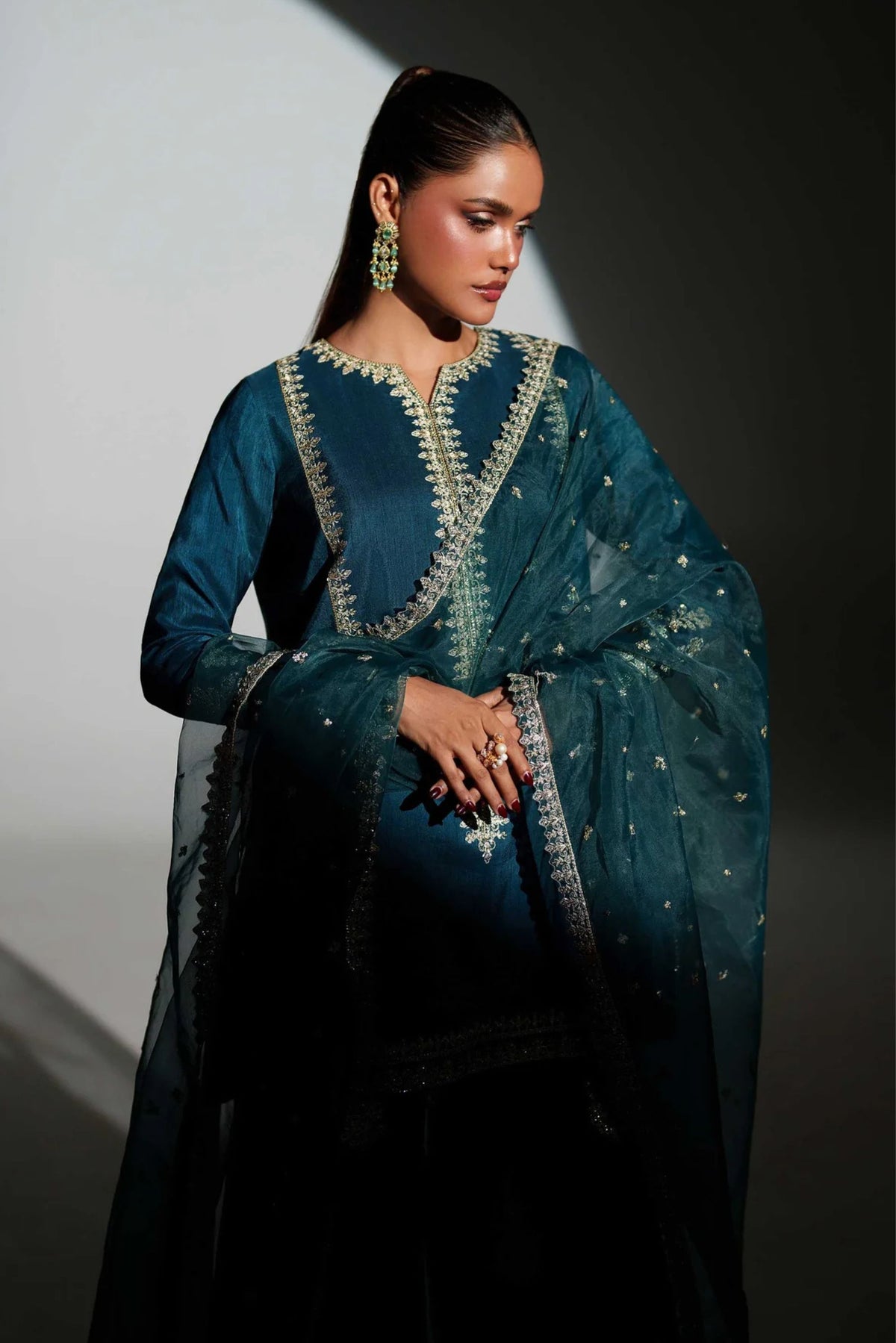 Hand-embroidered readymade outfit – formal wear for women