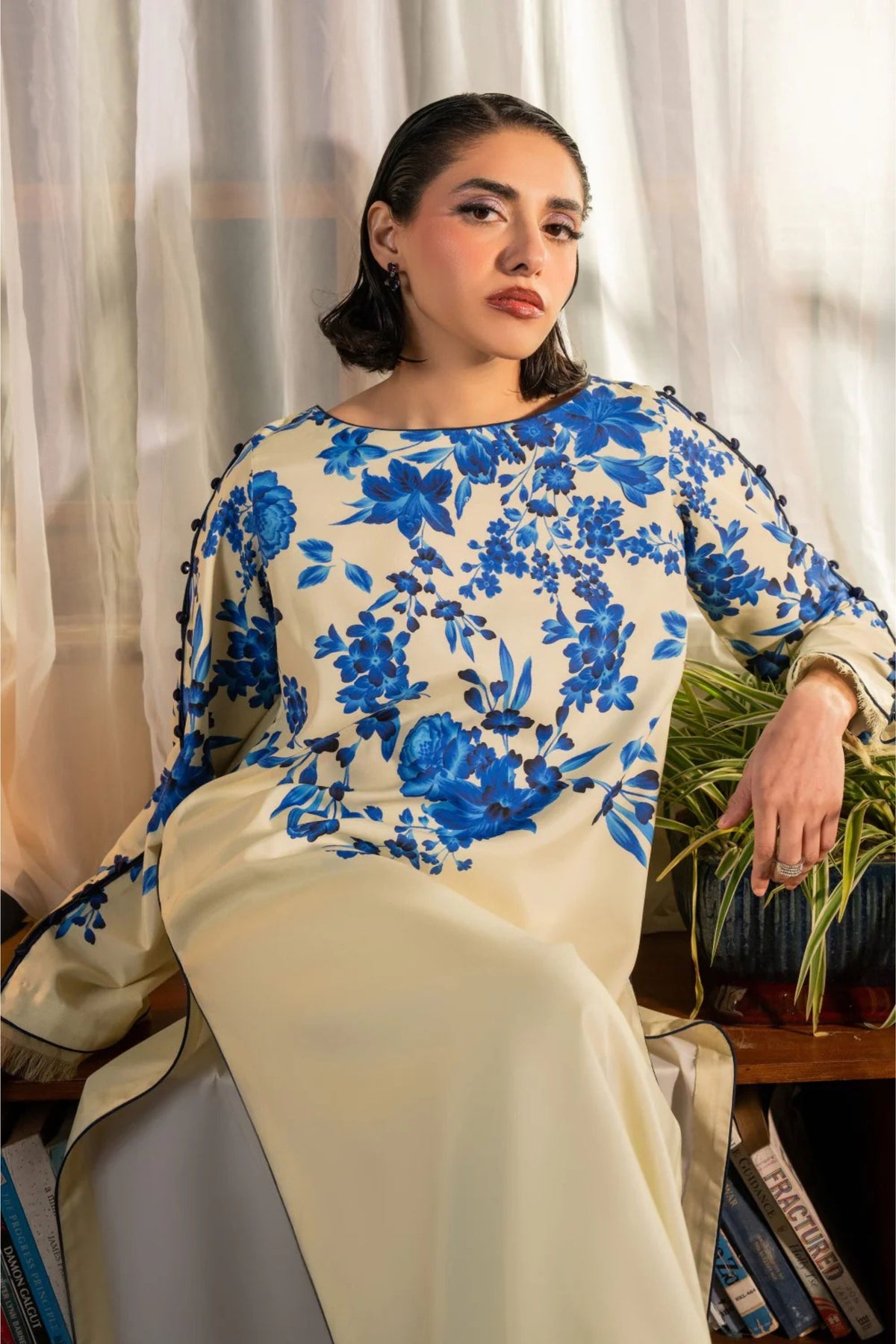 Blue Floral Printed Suit