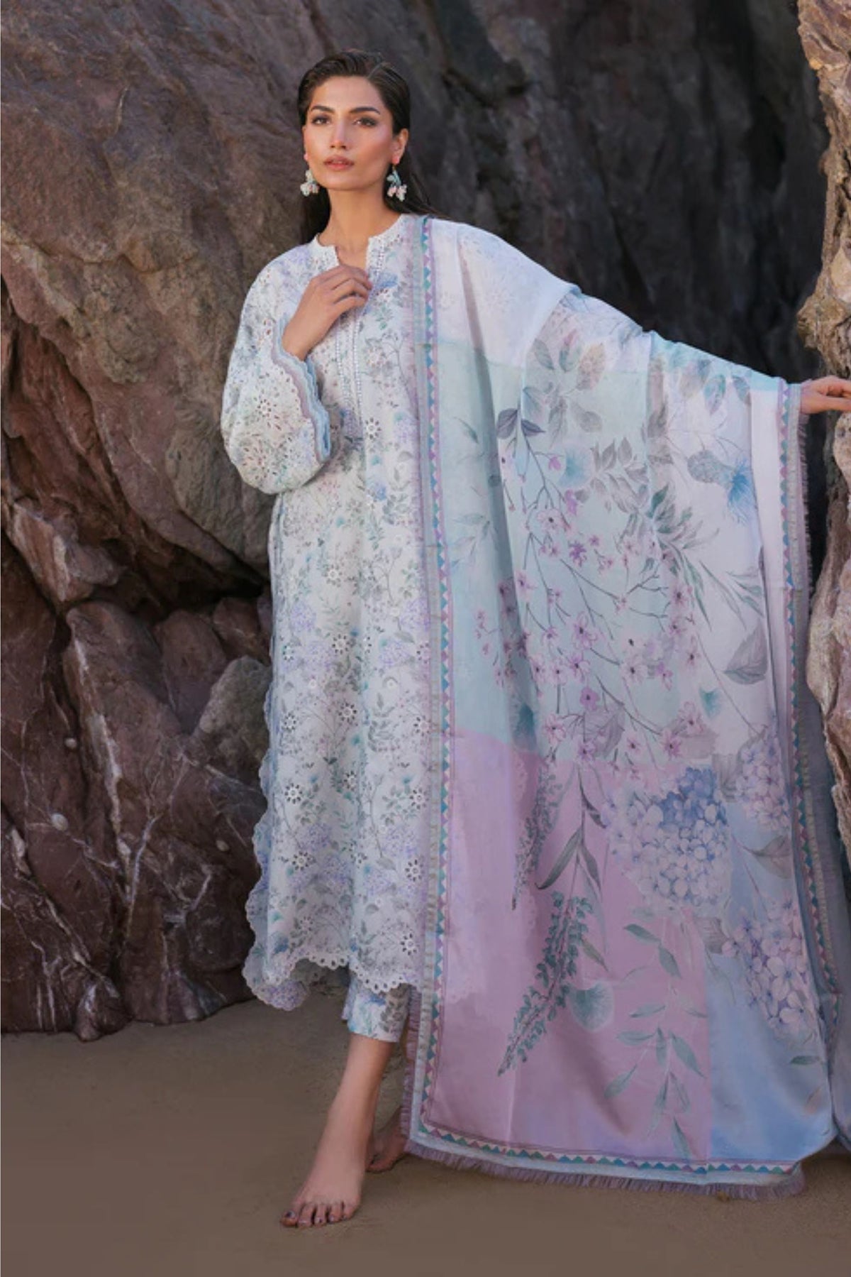 Light Blue Lawn 3PC Suit
