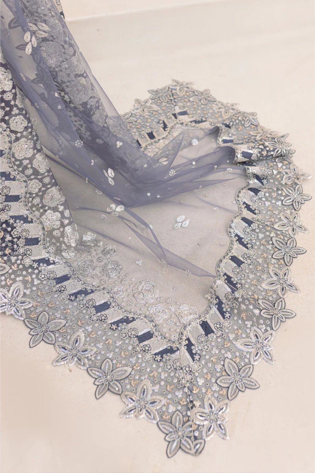 Dusky Blue Wedding Festive Dress