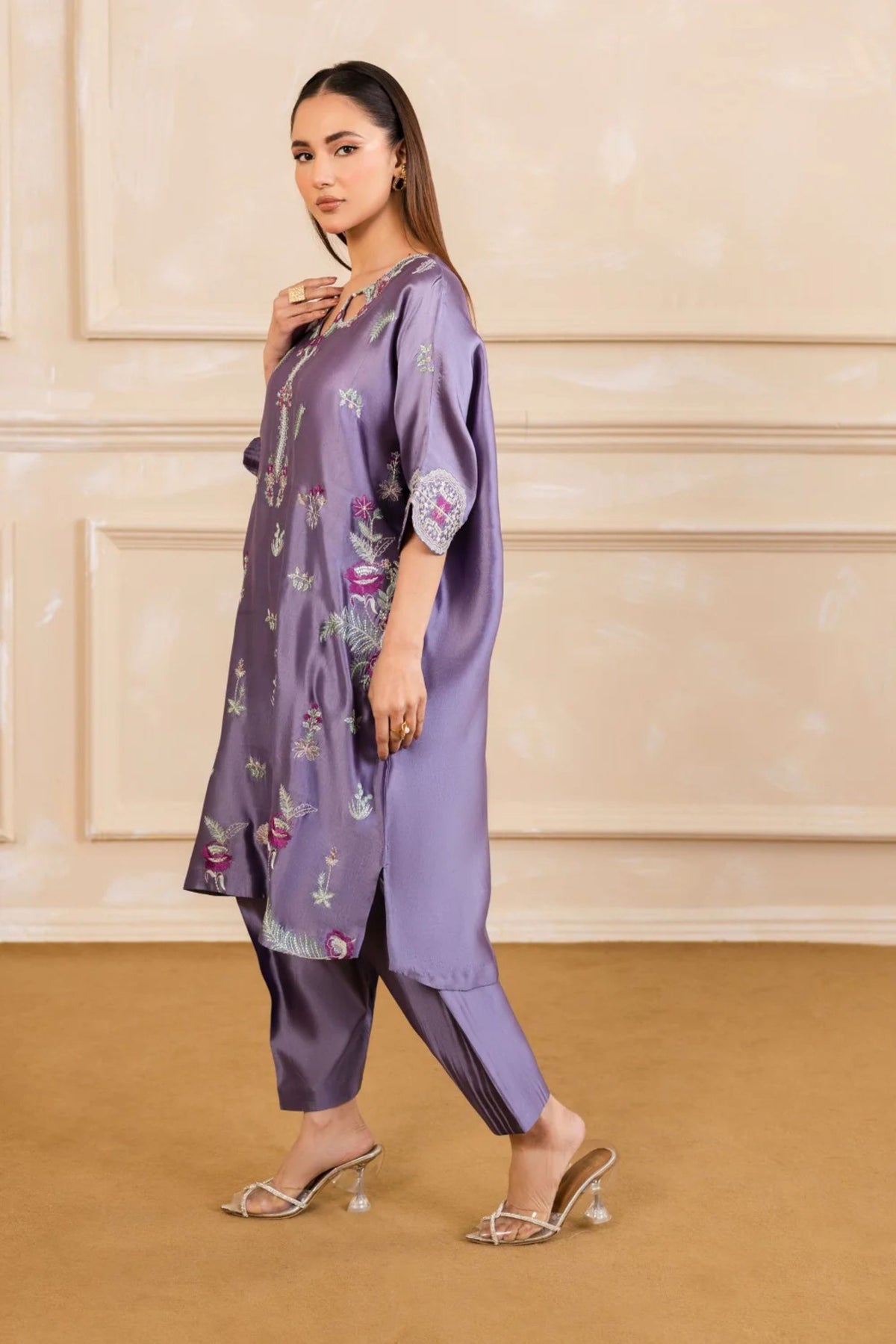 Light Purple Organza Silk Suit