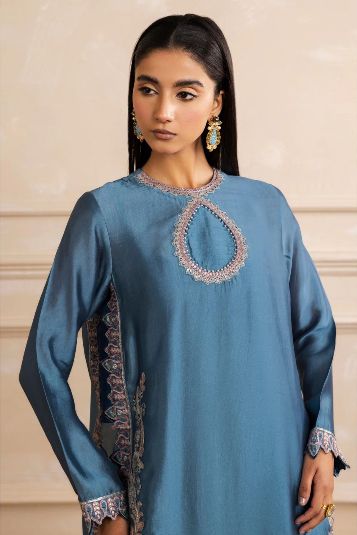 Blue Organza Silk Lehenga