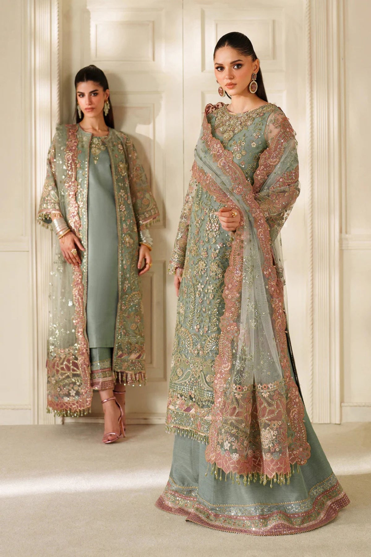 Gorgeous Net Embroidered Bridal Outfits