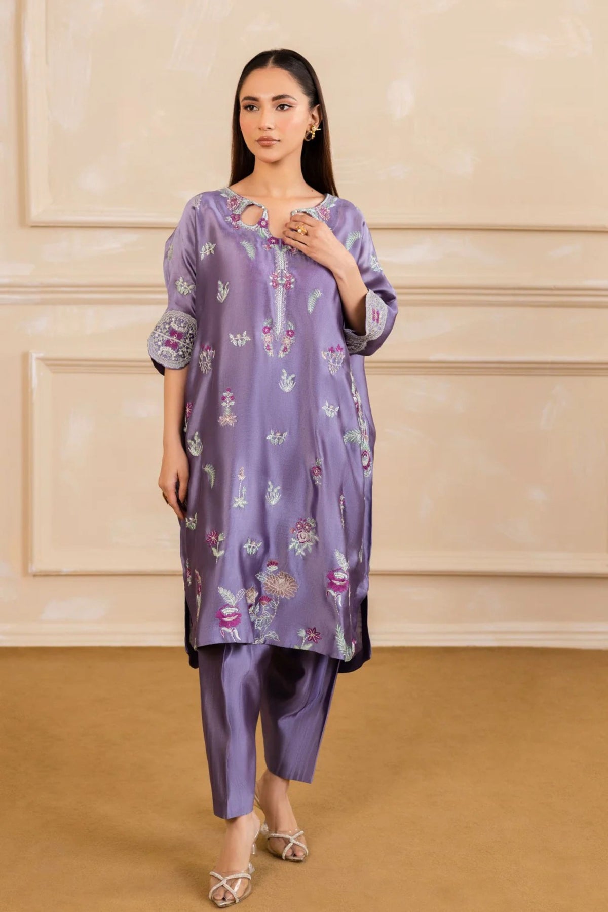 Light Purple Organza Silk Suit