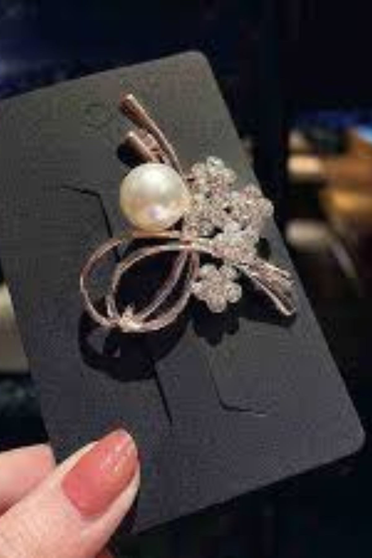 Rose Gold Silver Stone Hijab Brooch