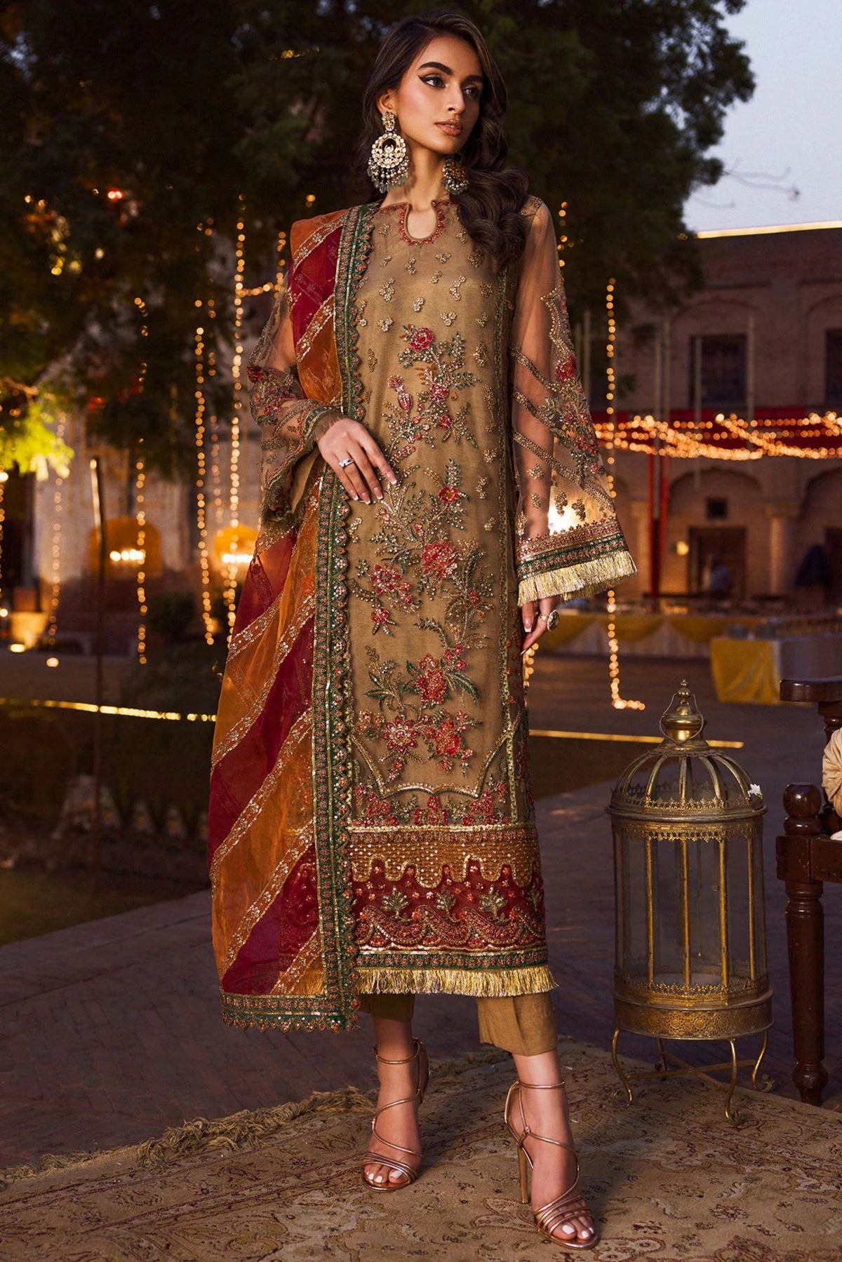 Elegant Mehndi Wear Silk Net Suit