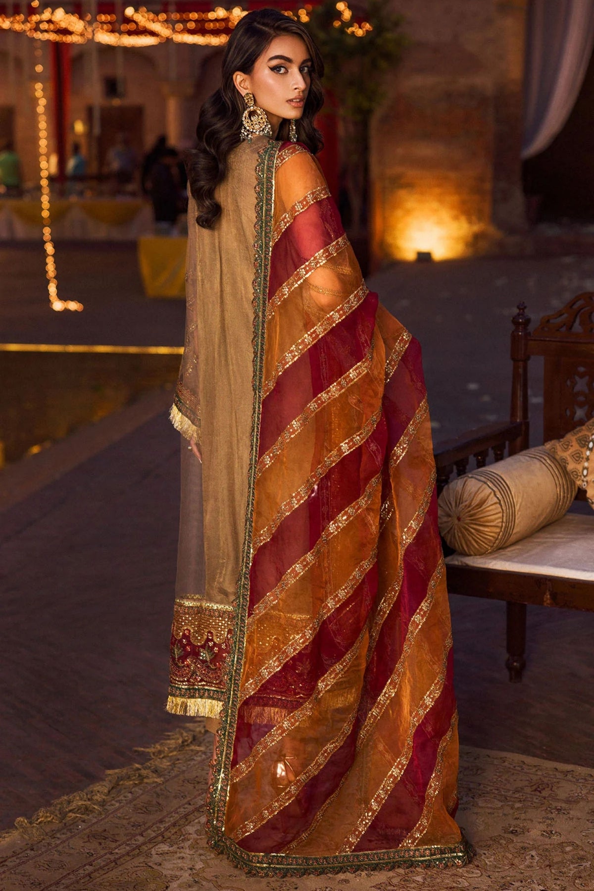 Elegant Mehndi Wear Silk Net Suit