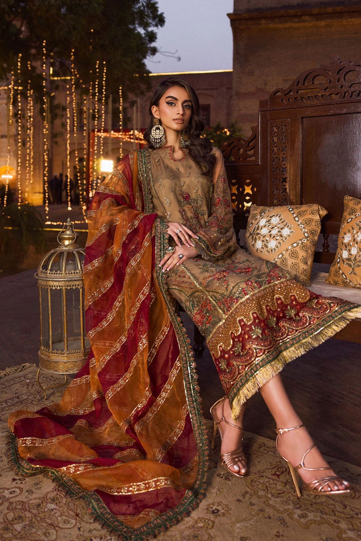 Elegant Mehndi Wear Silk Net Suit