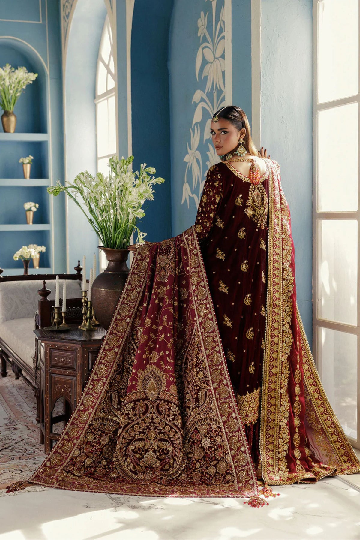 Designer bridal lehenga with gold zardozi and beadwork
