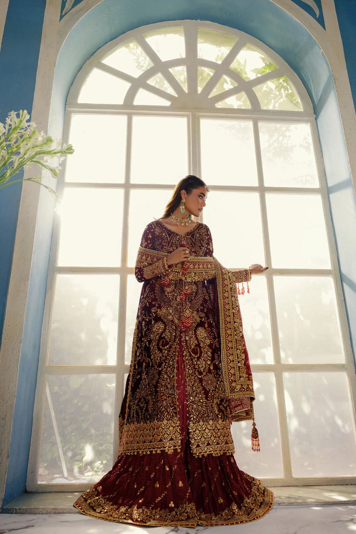 Designer bridal lehenga with gold zardozi and beadwork