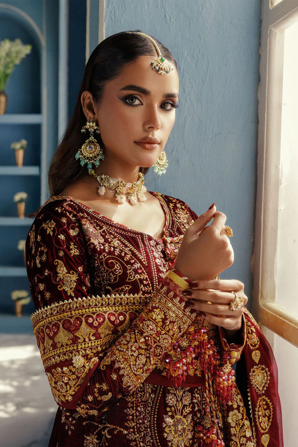 Designer bridal lehenga with gold zardozi and beadwork