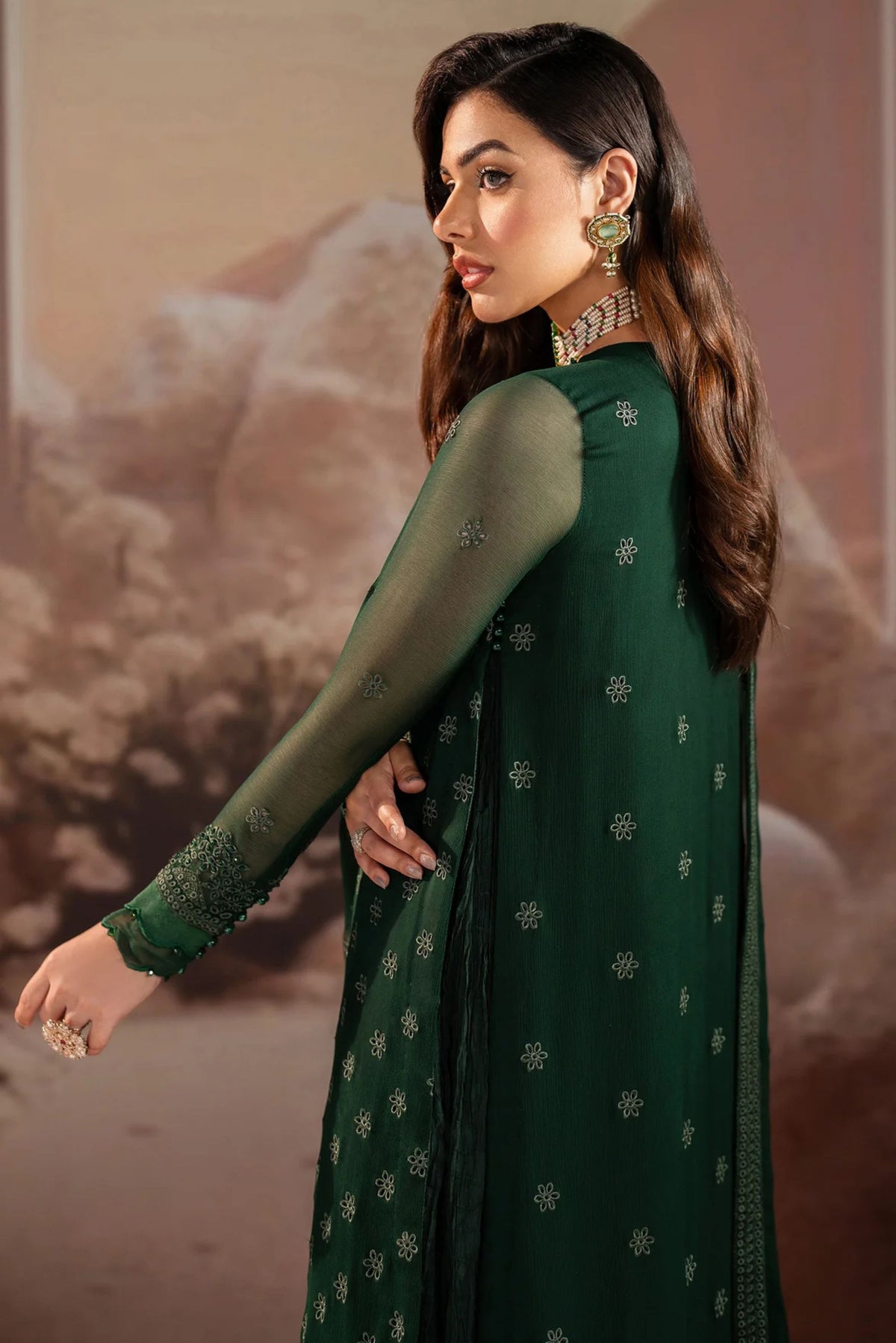 Dark Green Chiffon Outfit