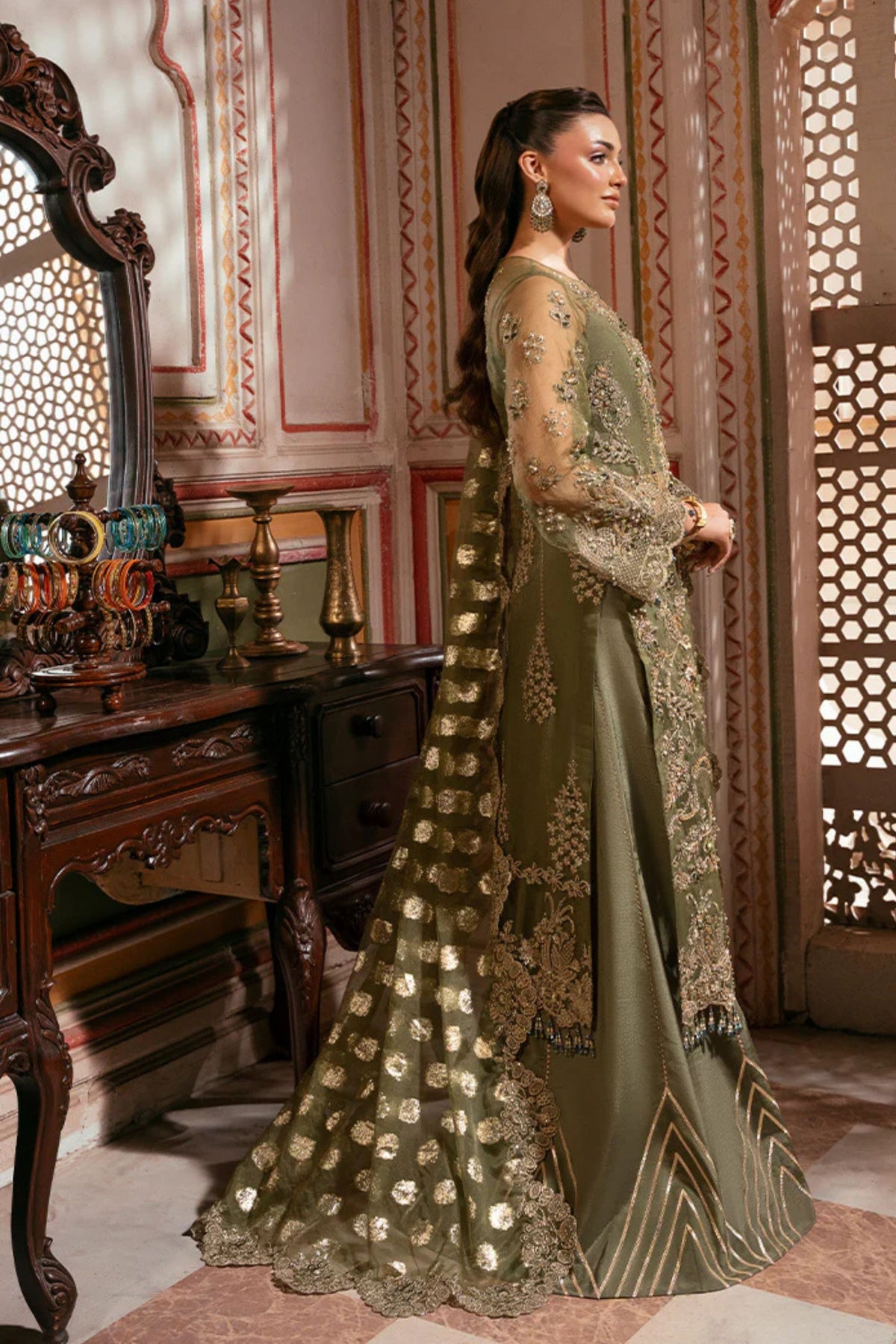Green mehndi wear dress