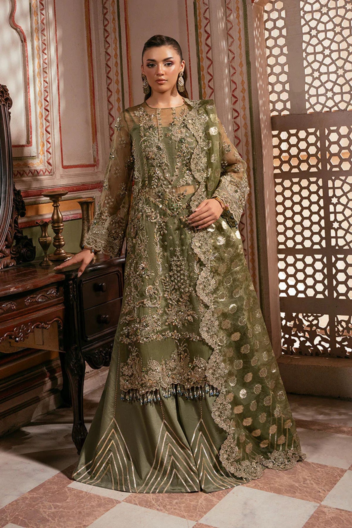 Green mehndi wear dress