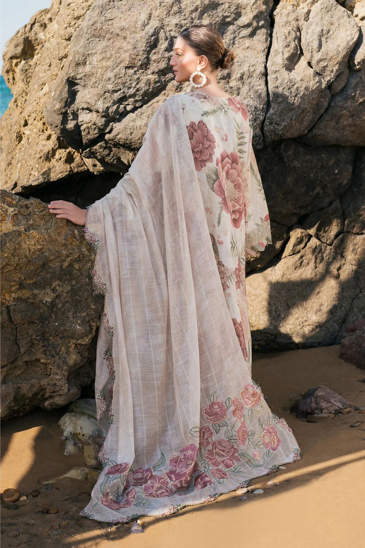 Light Grey Floral Lawn Suit