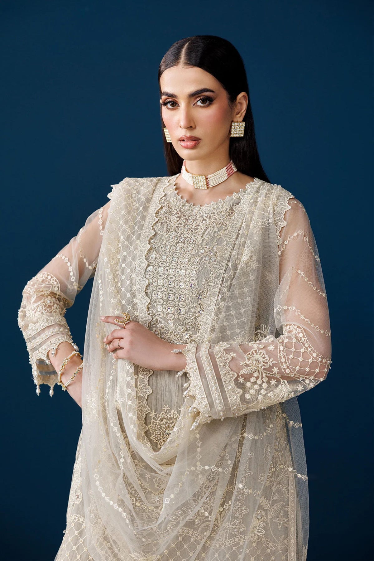 Beautiful Net Embellished Nikah Dress
