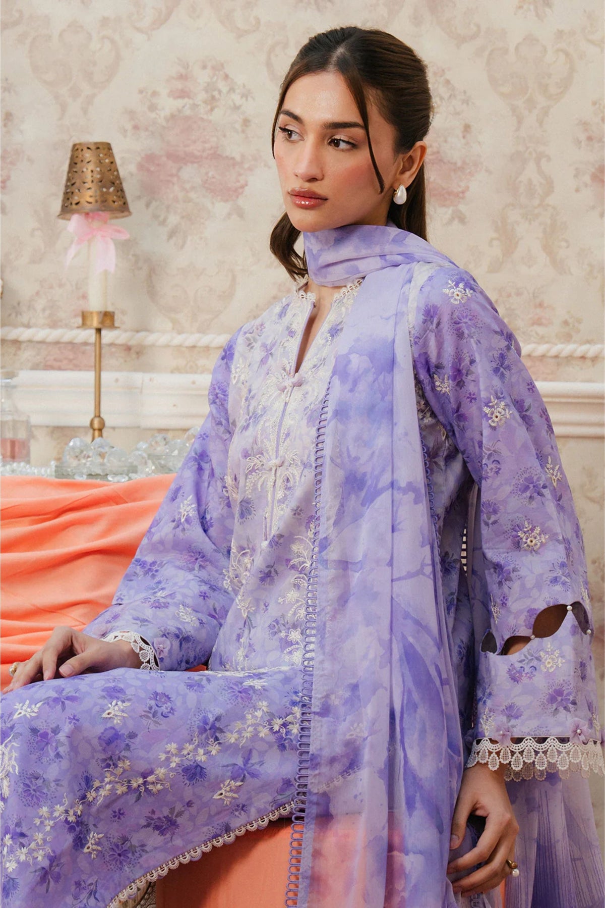 Lilac Printed Lawn Suit