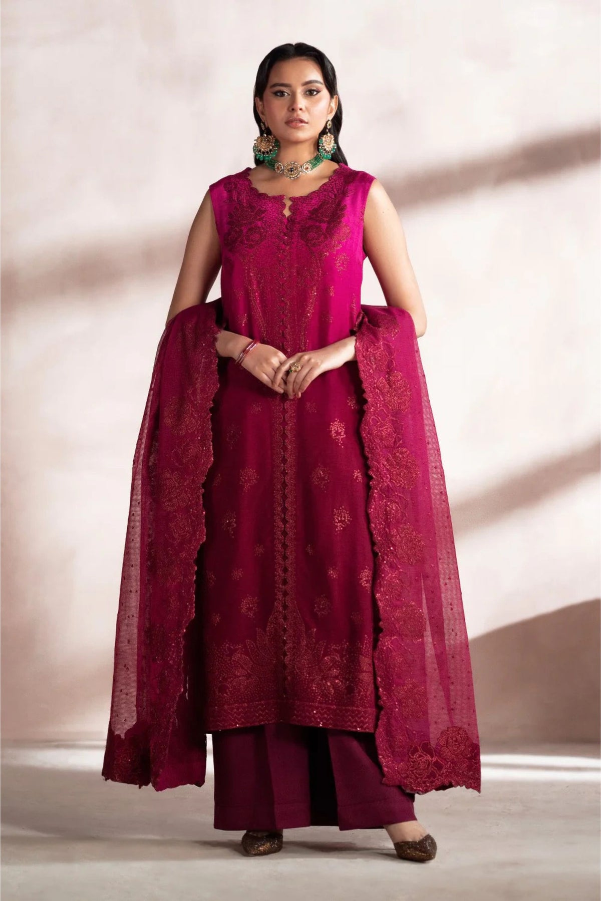 Magenta Pakistani 3PC Suit