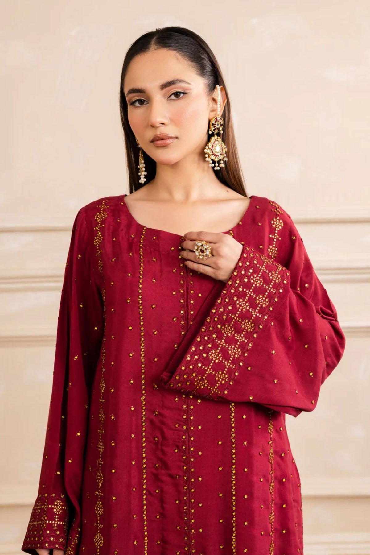 Maroon Viscose Katan Sharara