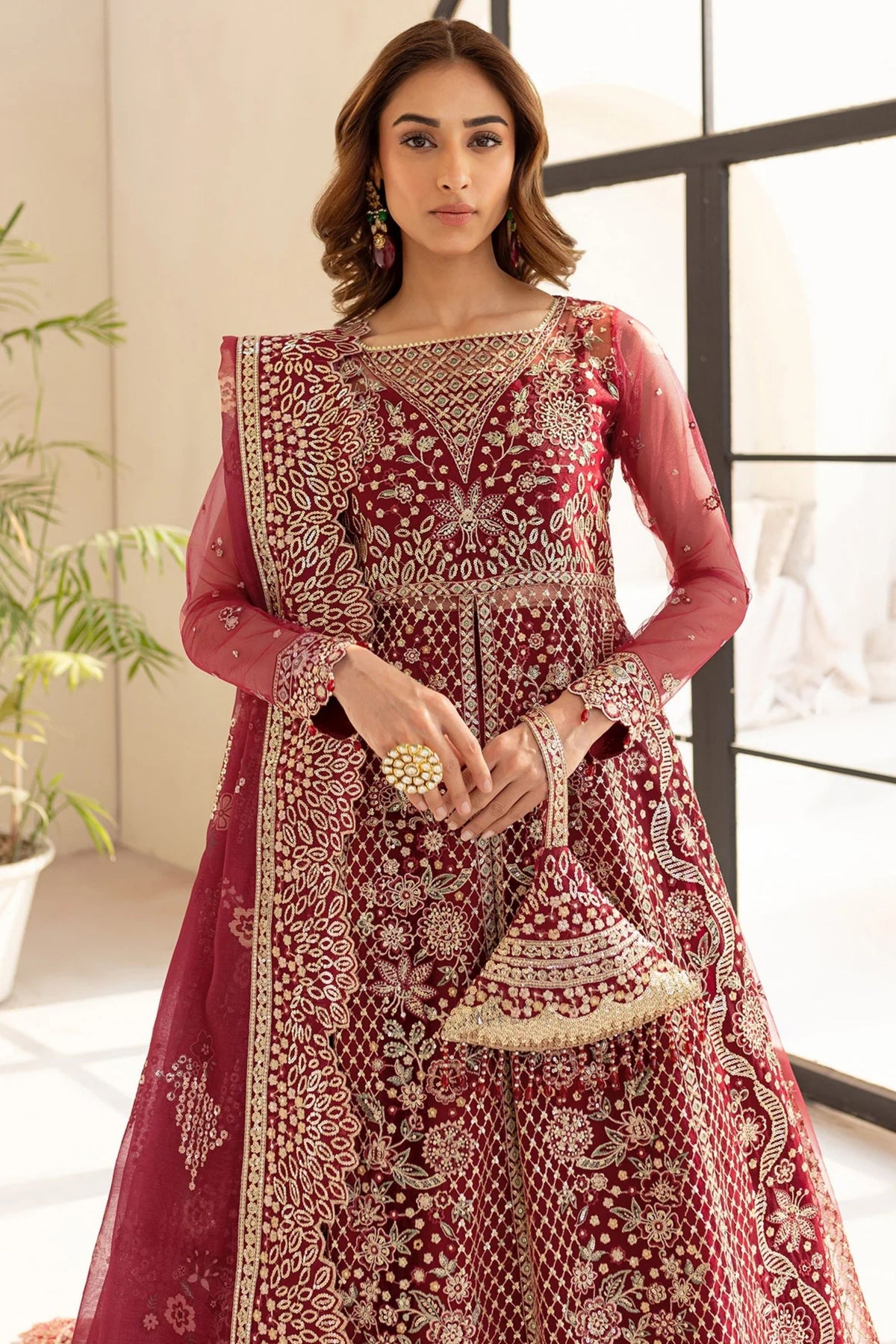 Stylish embroidered dress for wedding guests