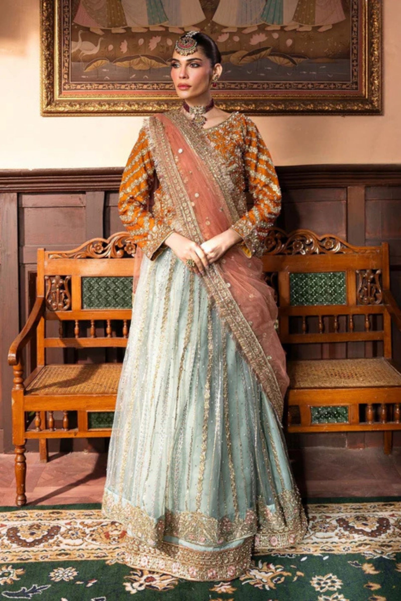 Mehndi Wear Lehenga Online