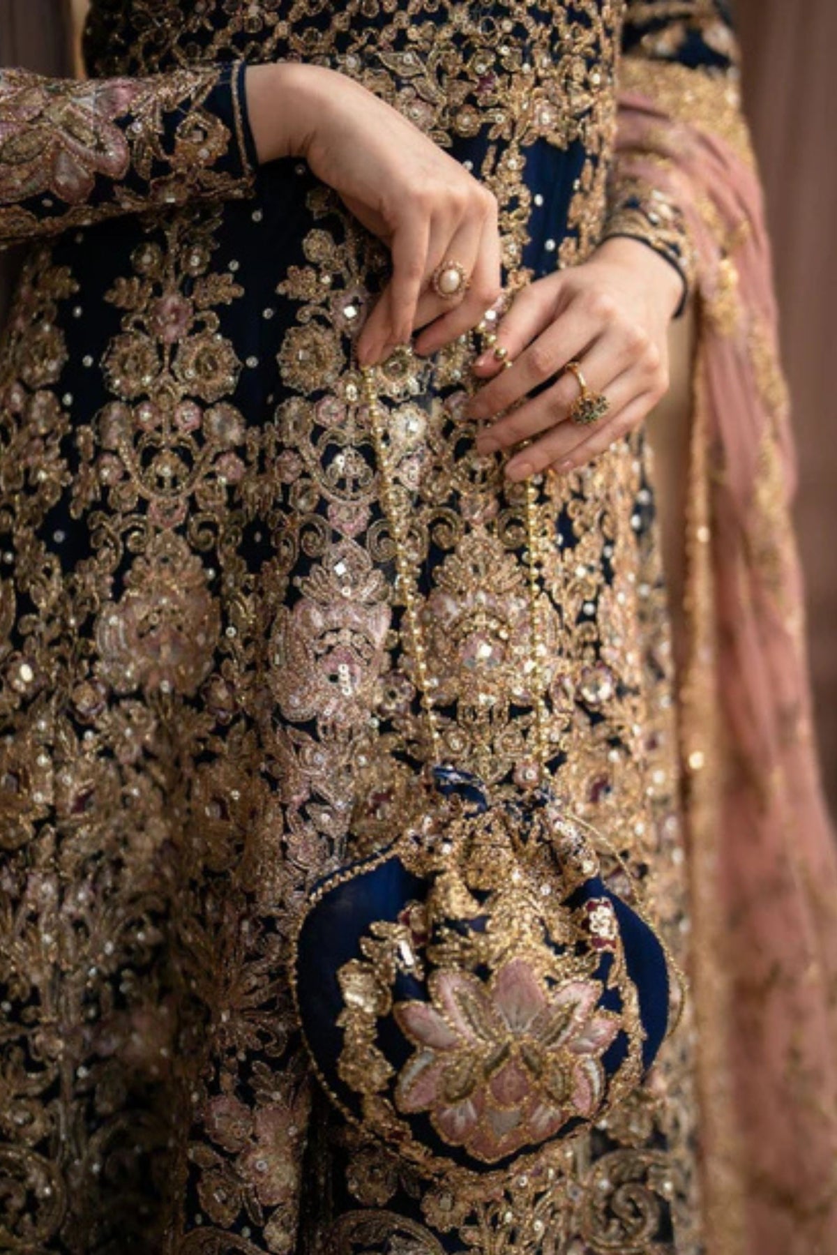 Navy Blue Net Party Wear Gown
