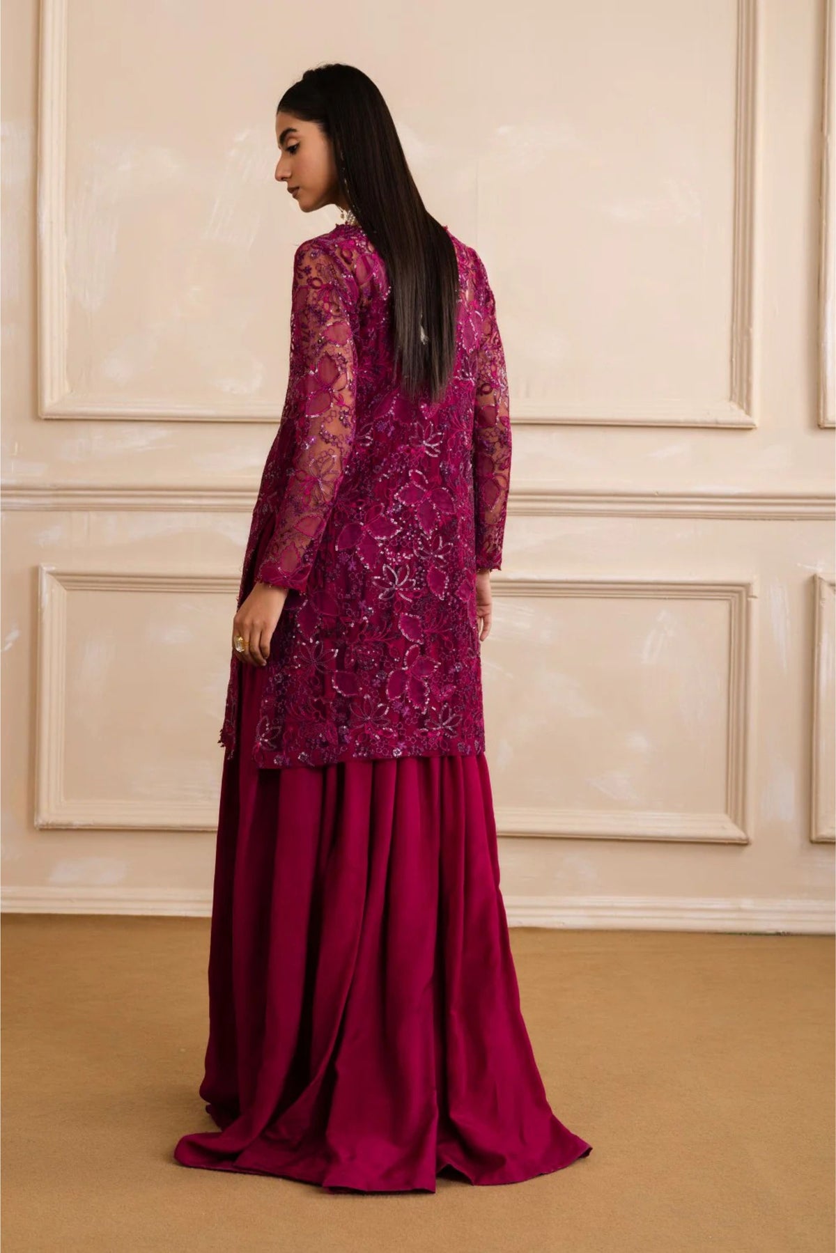 Plum Net Embellished Outfit