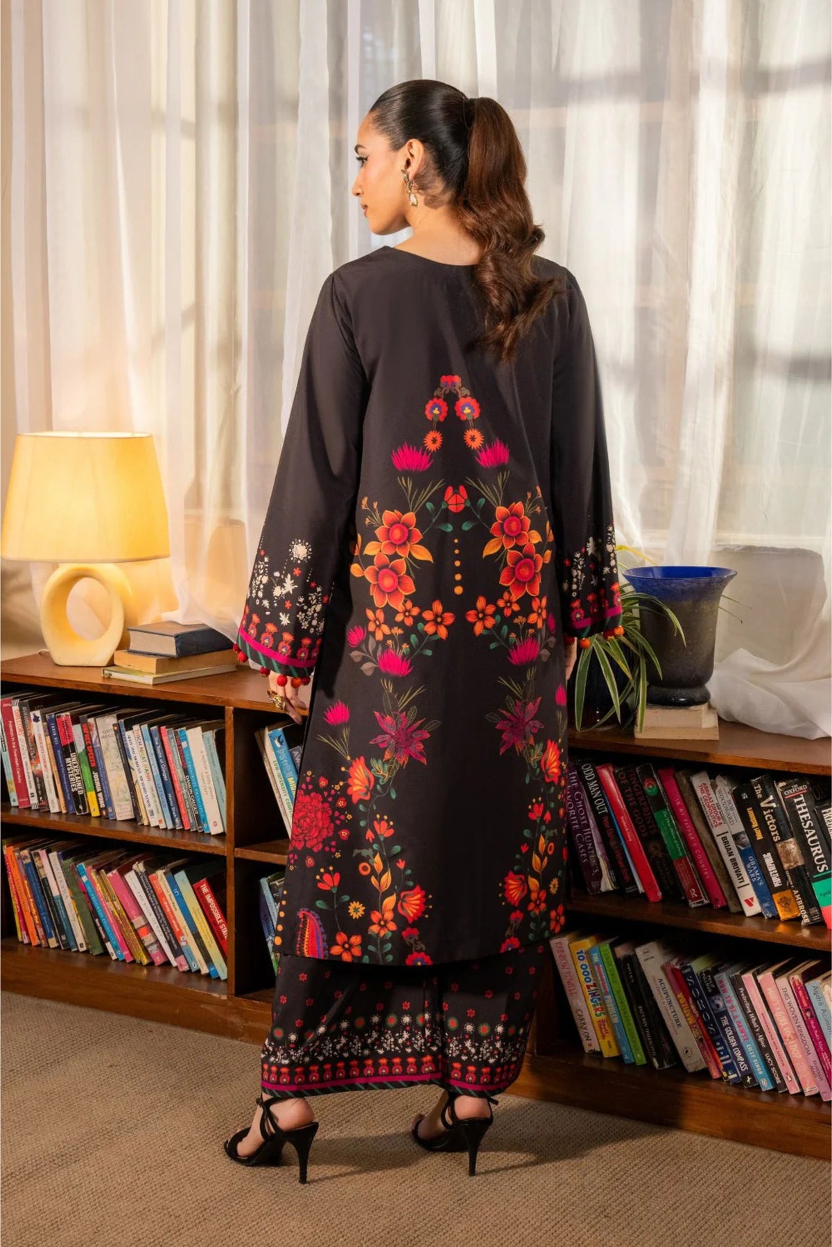 Black Floral Printed 2PC