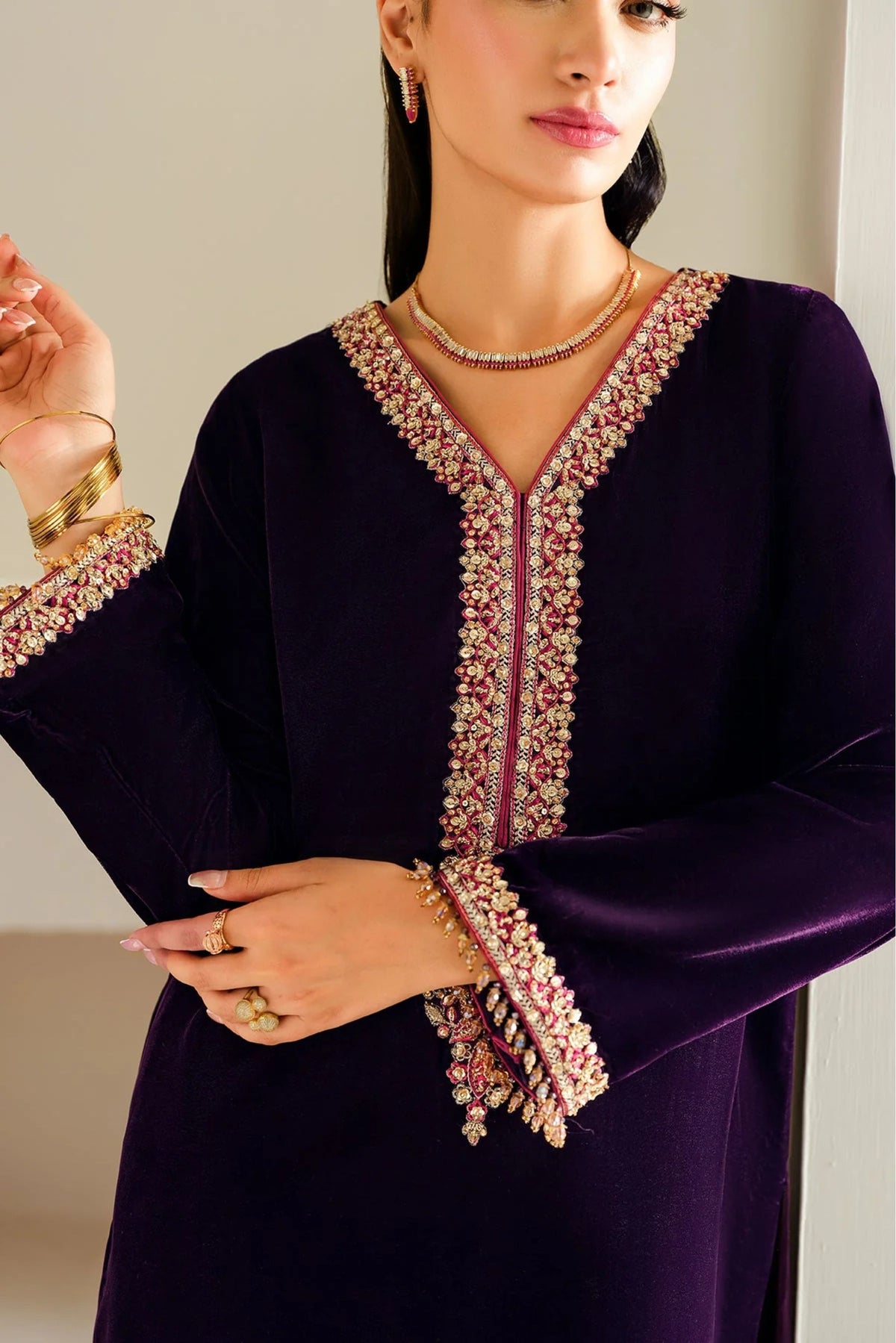 Purple Velvet Wedding Outfit