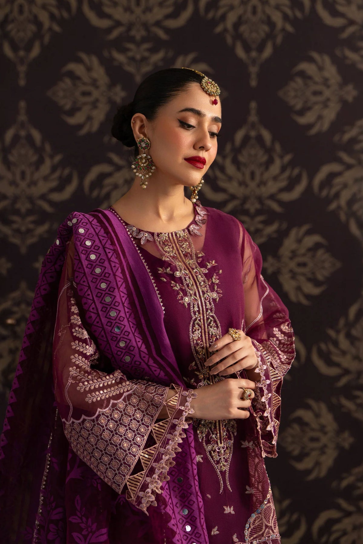 Purple Organza Party Wear Suit