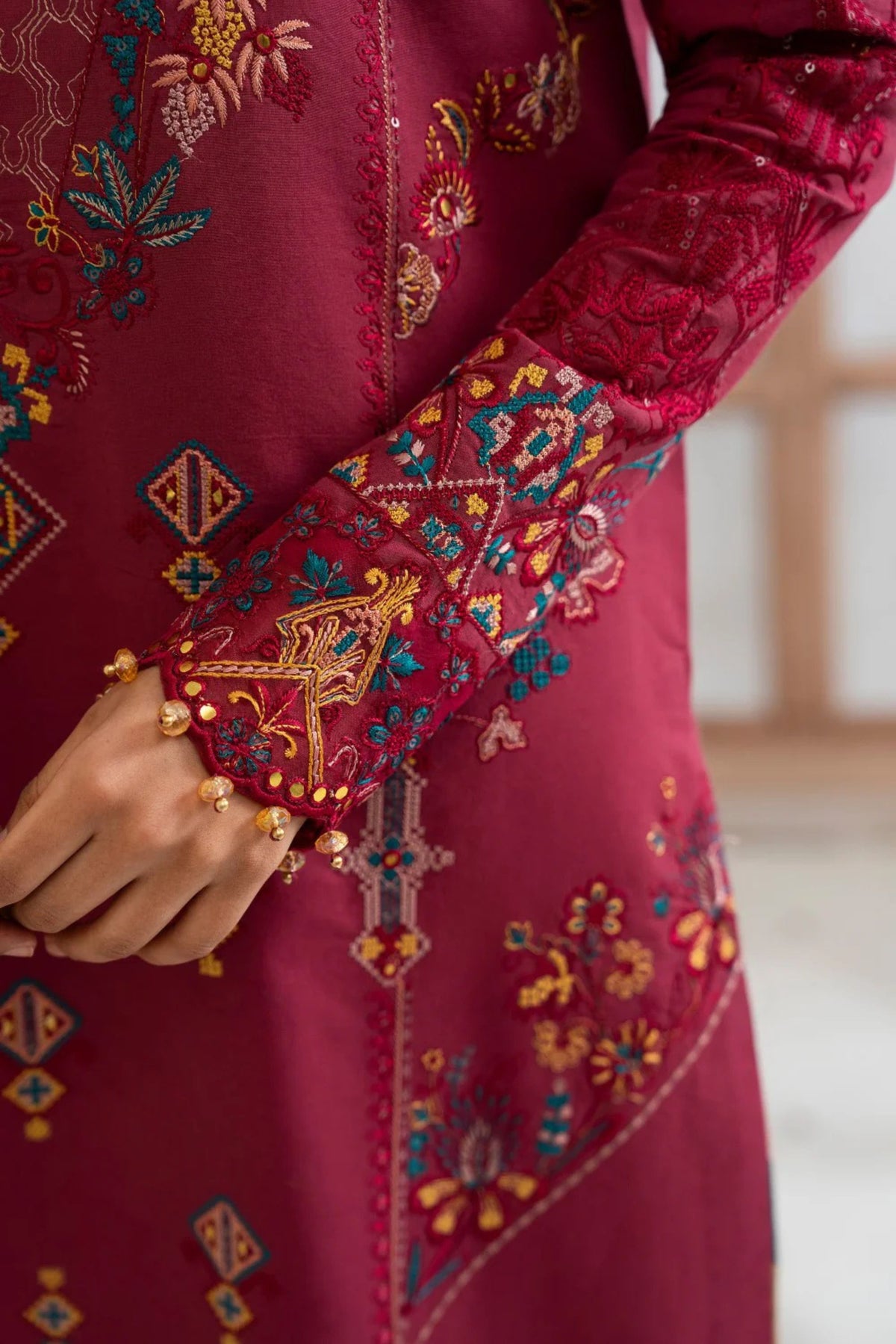 Red Embroidered Lawn Suit