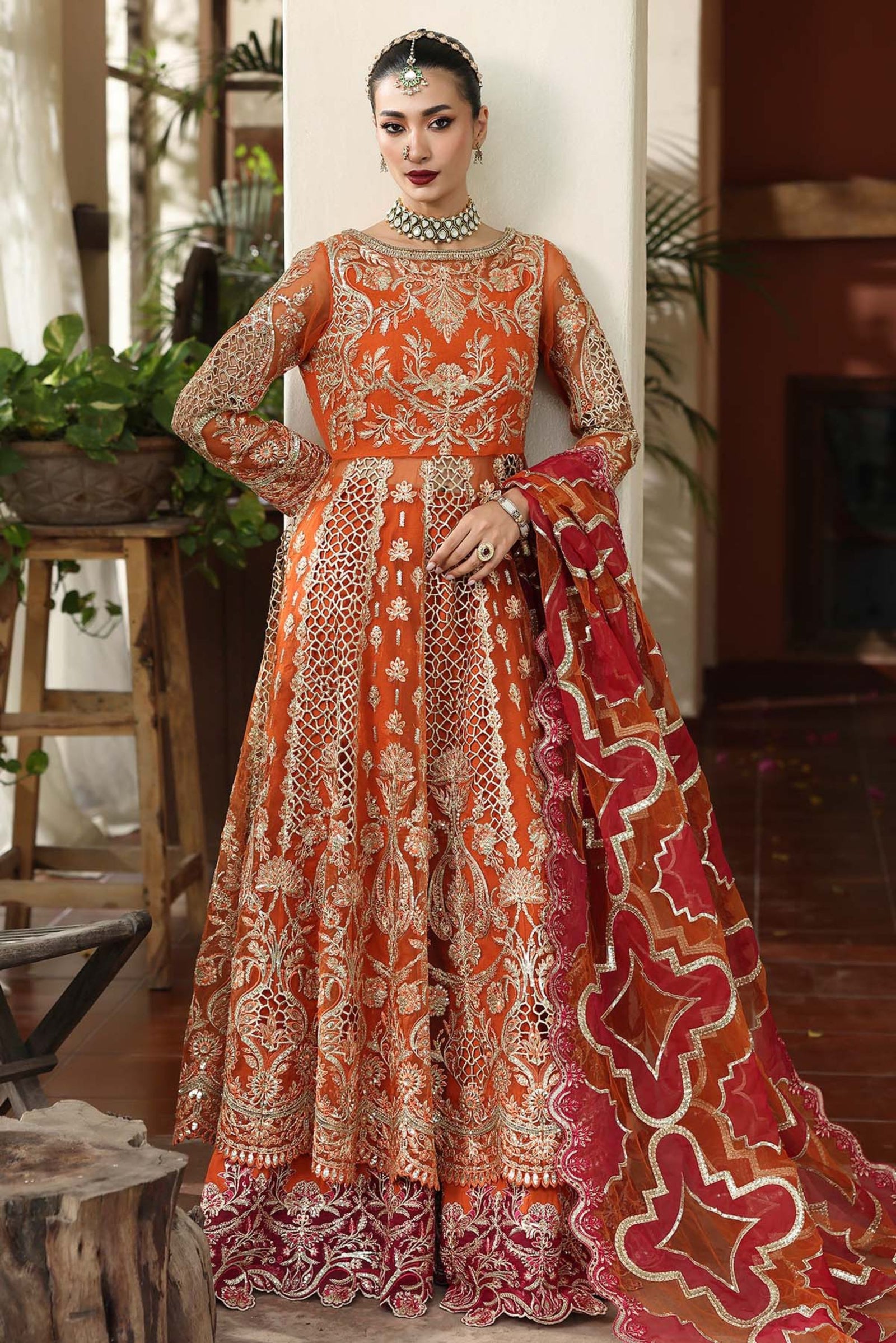 Pakistani Mehndi Night Gown Dress For Ladies