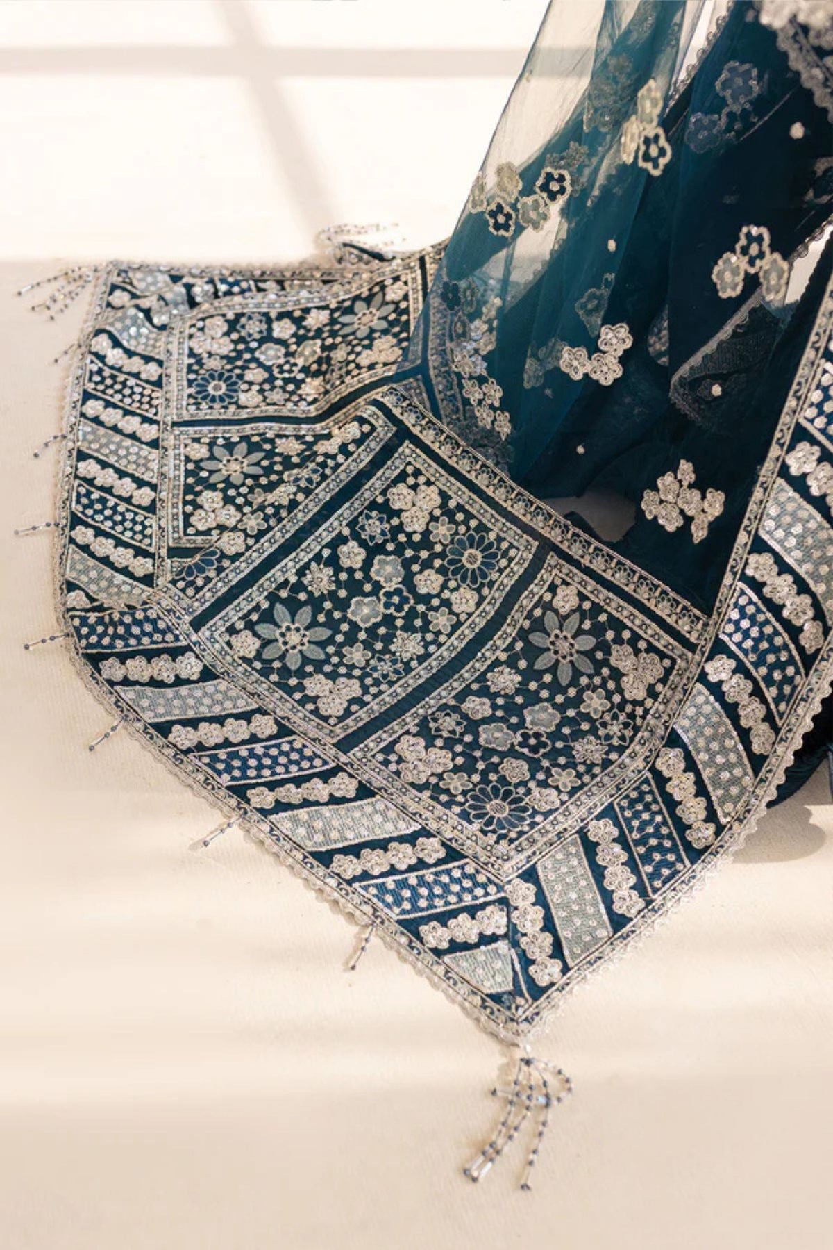 Deep Teal Net Party Sharara