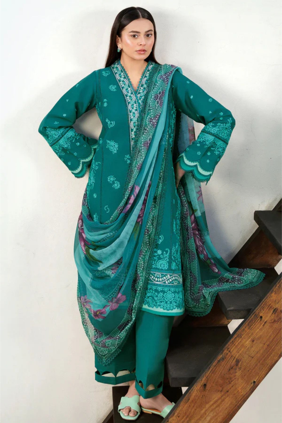 Teal Green Lawn Suit