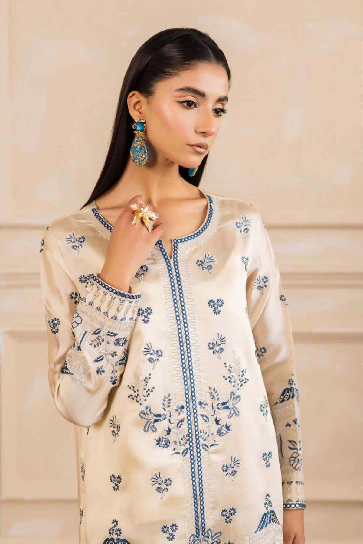 White Organza Silk Suit