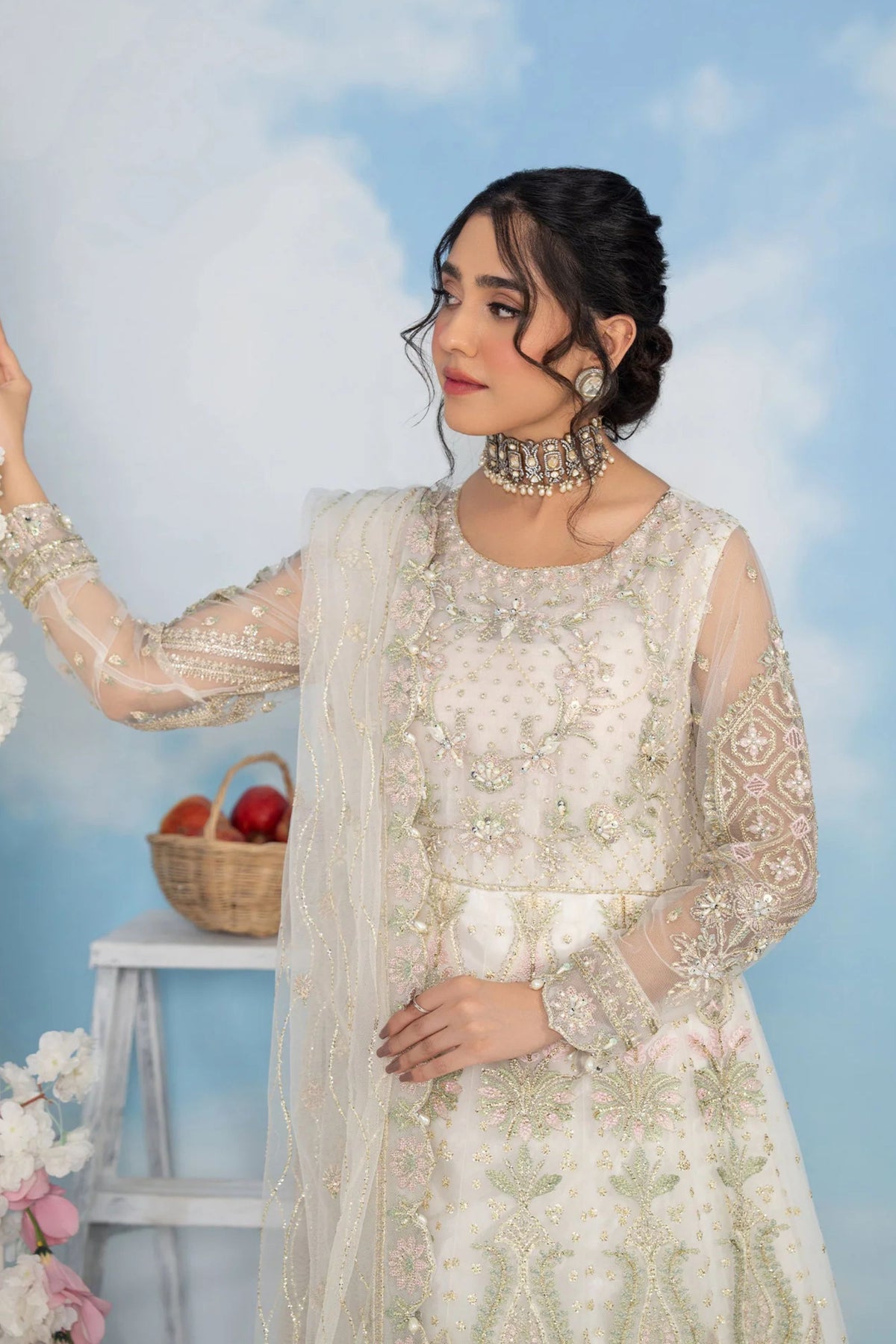 White Net Party Wear Gown