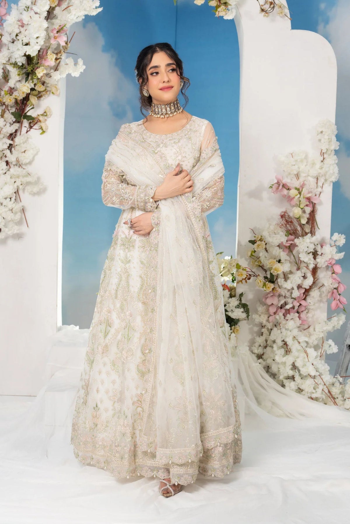White Net Party Wear Gown
