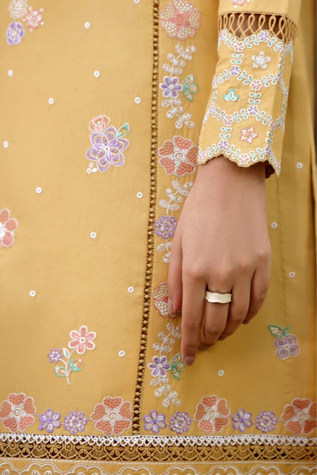 Yellow Floral Lawn Outfit