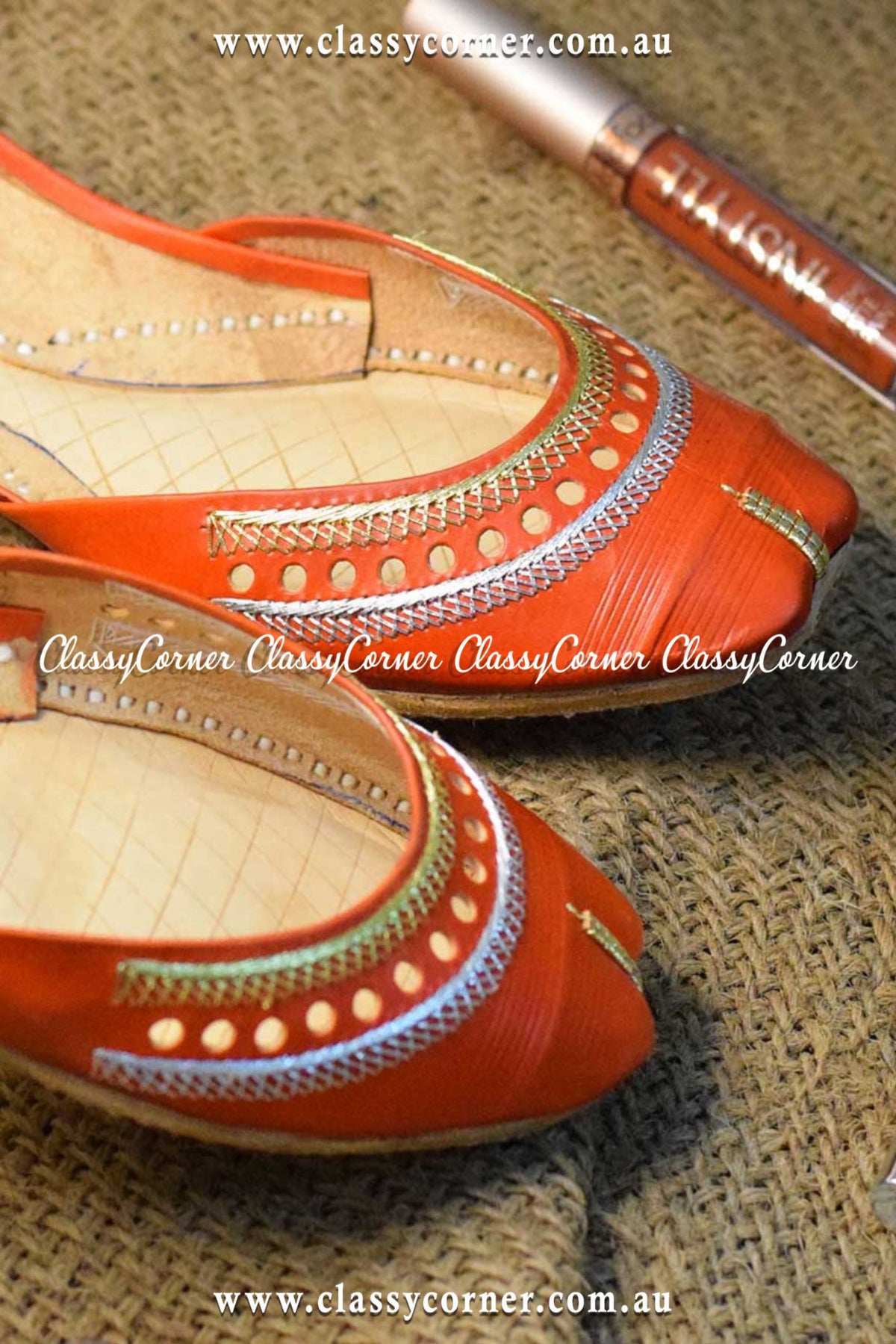 Rust Pure Leather Khussa - Classy Corner