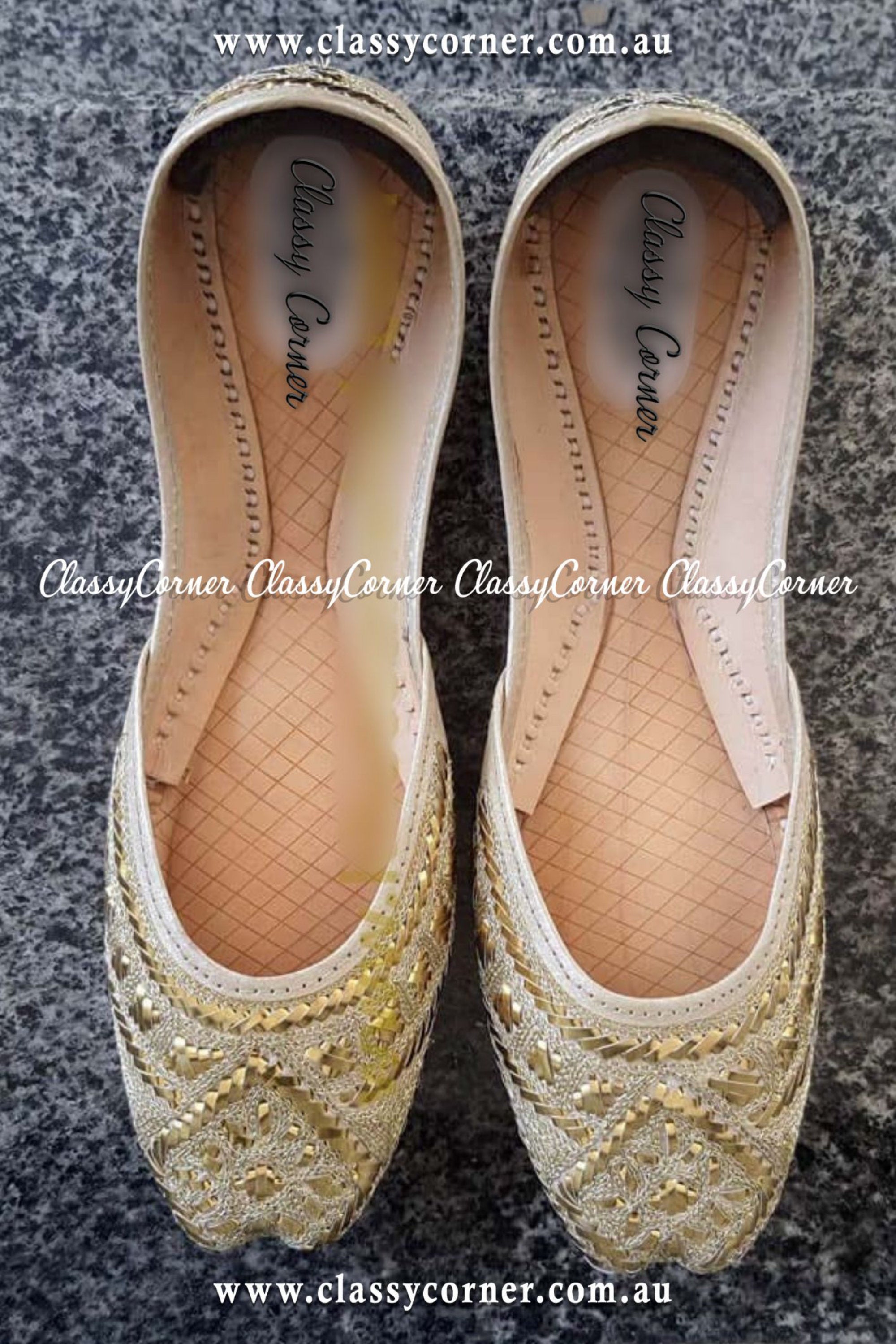 Neutral & Golden Party Wear Khussa - Classy Corner