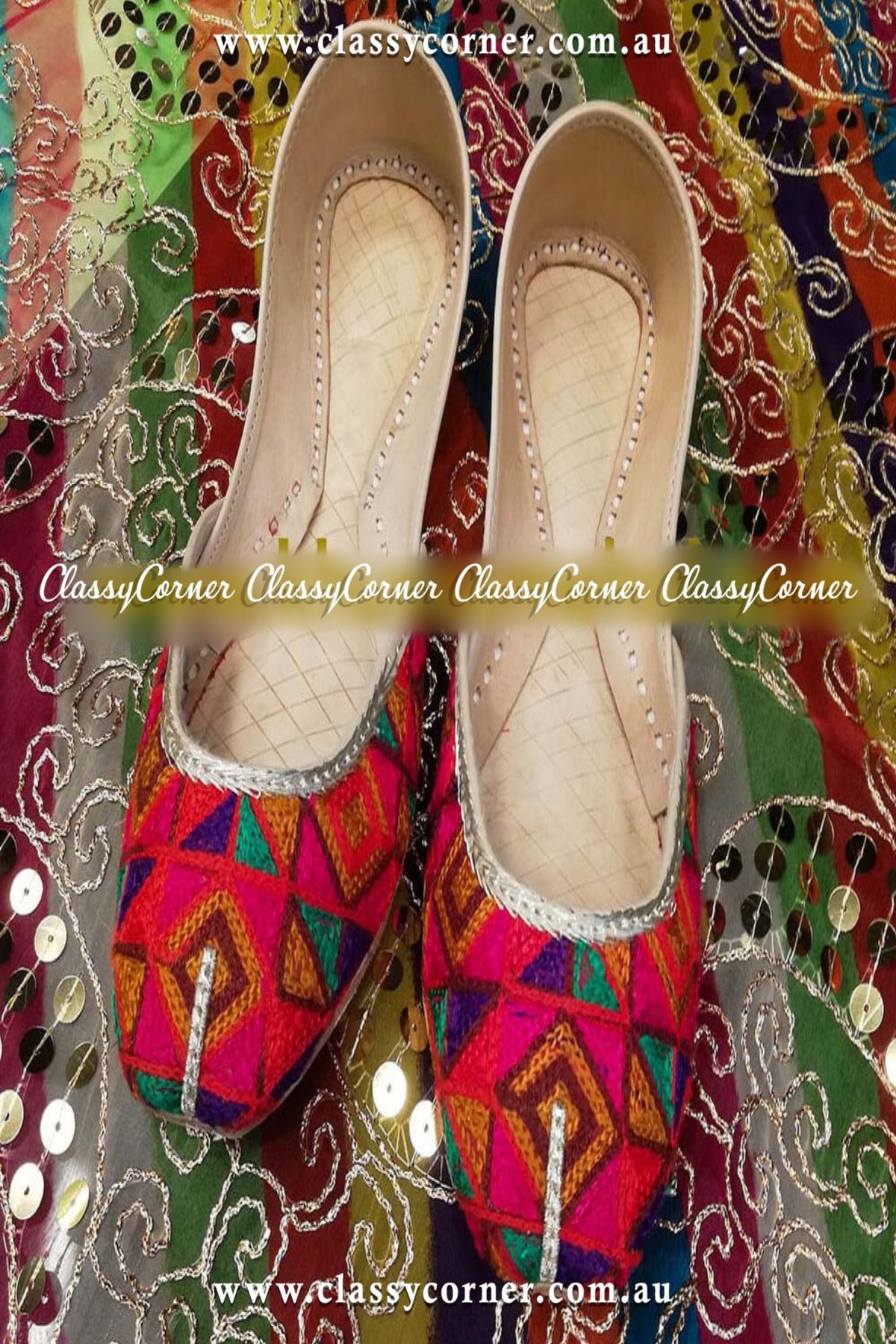 Pink Embroidered Khussa - Classy Corner